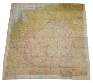 WWII US Military Silk Map of Holland Belgium France Germany