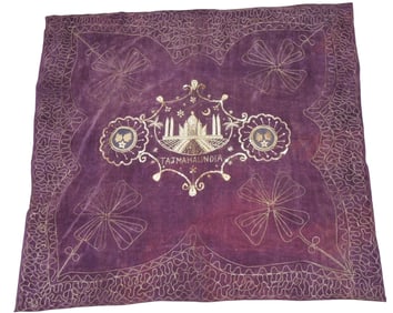 WWII Large Taj Mahal India CBI Army Air Force Embroidered Bullion Tapestry