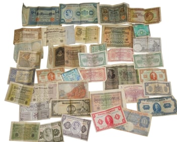 WWII Lot Souvenir Captured European Bank Notes Currency Money