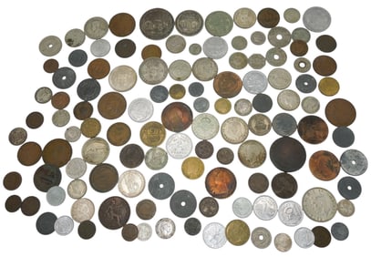 1800s - WWII Lot Souvenir Captured European African Middle East Coins Money