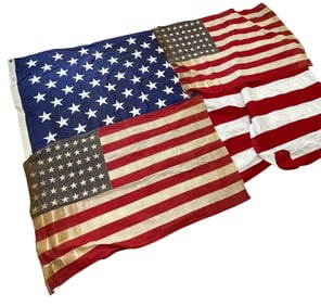 Lot (3) WWII - Vietnam 48 & 50 Star US American Flags