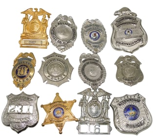 Lot (12) Vintage Police Sheriff Law Enforcement Badges