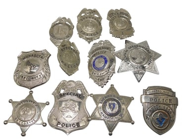 Lot (11) Vintage Police Security Sheriff Law Enforcement Badges