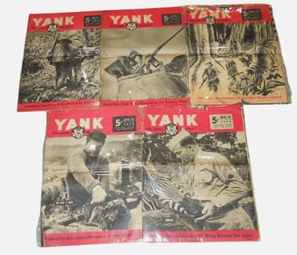 Original Lot of 5 WWII YANK US Military Magazines