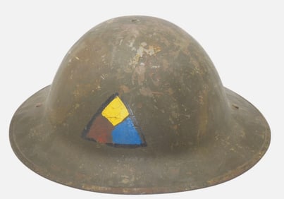 Original WWI US Army Armored Tank Corps Painted Doughboy Helmet