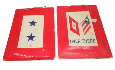 Lot (2) WWI US Military Son In in Service Overseas Window Hangers