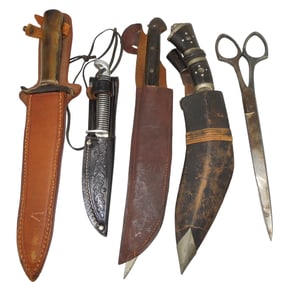 Lot WWII Bring Back Souvenir Knives From US Army Artillery Officer