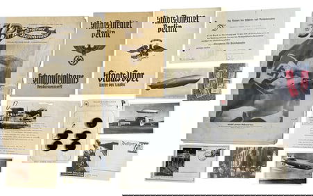 Lot WWII German Military Papers Postcards Newspaper Buttons Documents