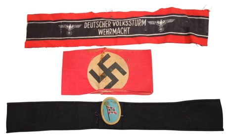 Lot (3) WWII German Military NSDAP Volkstrurm Armbands