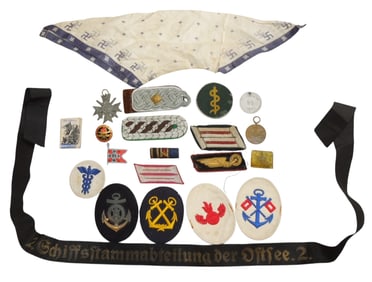Lot WWII German Kriegsmarine Heer Wehrmacht Pins Medals Patches Cap Tally