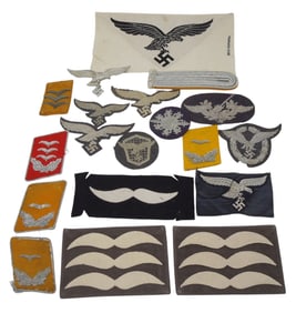Lot WWII German Luftwaffe Eagles Patches Collar Tabs Insignia Summer Tunic Pin