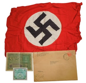 WWII German NSDAP Bring Back Flag & US Soldier Envelope