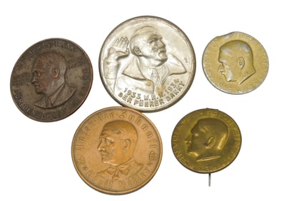 Lot WWII German Adolf Hitler Coins & Pins 1930s