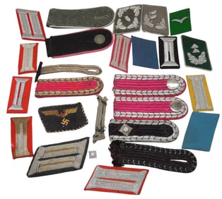 Lot WWII German Military Police Fire Uniform Shoulder Boards & Collar Tabs