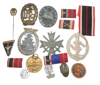 Lot WWII German Military Kriegsmarine Army Badges Ribbons Medals DRL Wound KvK
