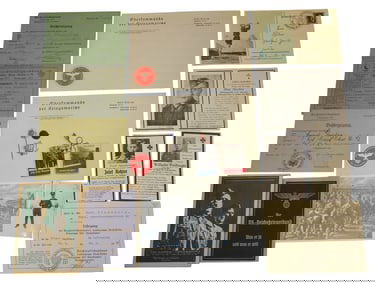 Lot WWII German Death Cards Documents Booklets Photos RLB Pins Der Fuhrer