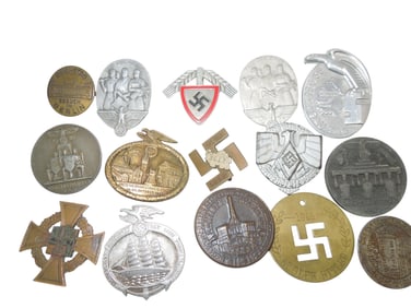 Lot WWII German Military & Political Tinnies Pins Medal Reichstag RAD