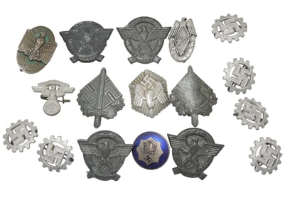 Lot WWII German Police DAF RLB HJ Reichsbund Pins & Badges