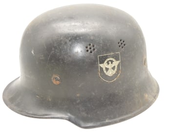 WWII German Double Decal Police Helmet & Liner With Provenance