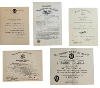WWII Era Army Air Corps Named Pilot Documents Group