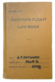 WWII Navy USS Marcus Island 1944-1945 Aviators Flight Log Book Hayward