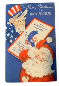 WWII 1942 United States Defense Savings Bonds War Stamp Album & Christmas Card Home Front