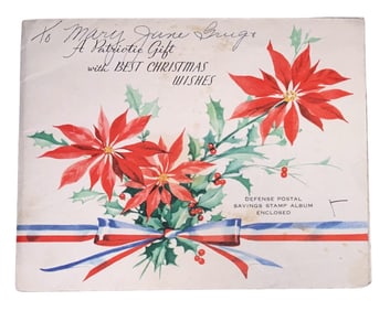 WWII 1941 United States Defense Savings Bonds War Stamp Album & Christmas Card Home Front