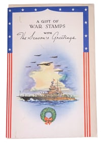 WWII 1942 Season’s Greetings Card & United States Defense Savings Bonds War Stamp Album UNUSED