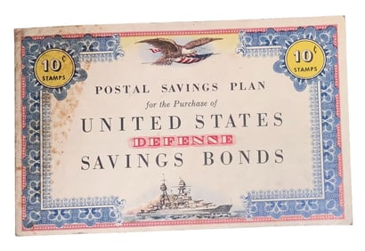 WWII 1941 United States Defense Savings Bonds War Stamp Album Home Front