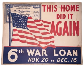 WWII 1944 Home Front 6th War Loan Poster