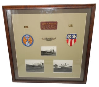 WWII 10th AAF CBI 80th Fighter Group Pilot Frame Tag Patch Photo Archive