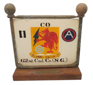 WWII US Army 62nd Chemical Co. Painted Commander Sign Third 3rd Army