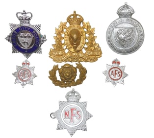 WWII - 1960s RCMP Canadian & British Military Police Fire Badges
