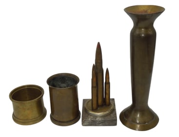 WWII Lot of US Military Trench Art Shells Vases
