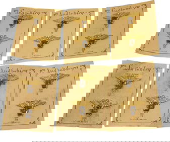 Lot WWII US Army Dental Corps Officer Luxenberg Made Pins on Cards