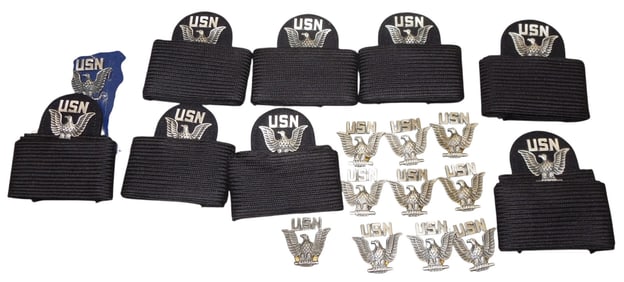 1970s US Navy Enlisted Visor Cap Hat Badge Lot