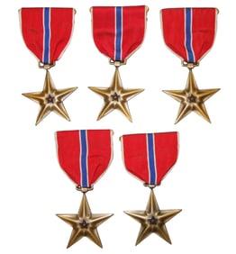 Lot (5) WWII US Army Slot Brooch Bronze Star Medals BSM