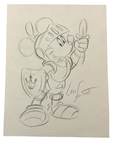 Disney Mickey the Knight Pencil Concept Drawing Animator Len Smith Signed