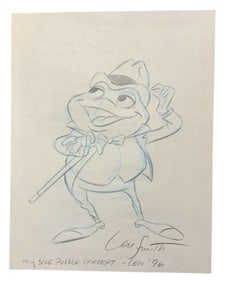 Disney J. Thaddeus Mr. Toad  Pencil Concept Drawing Animator Len Smith Signed