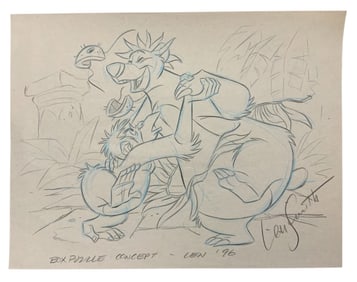 Disney Jungle Book Baloo Pencil Concept Drawing Animator Len Smith Signed