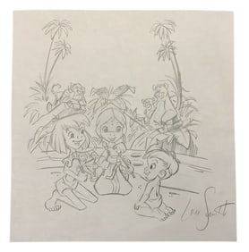 Disney Mowgli Jungle Book Pencil Concept Drawing Animator Len Smith Signed