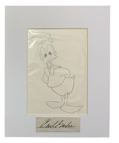 Disney Donald Duck Matted Pencil Concept Sketch Animator Cartooist Signed Carl Barks #1