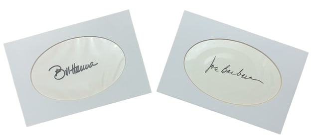 Cartoon Animators Bill Hanna & Joe Barbera Signed Autographed Cards