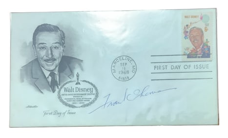 Disney Animator Signed FDC First Day Cover Frank Thomas Original Nine Old Men