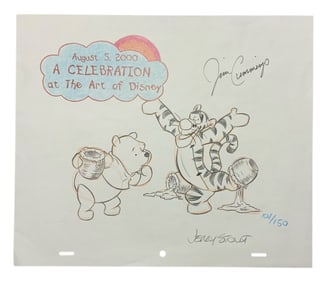 Winnie The Pooh & Tigger Signed & Numbered Color Sketch Drawing Stout & Cummings