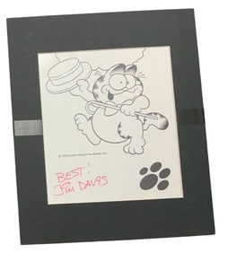 1978 Signed Jim Davis Garfield Matted Print