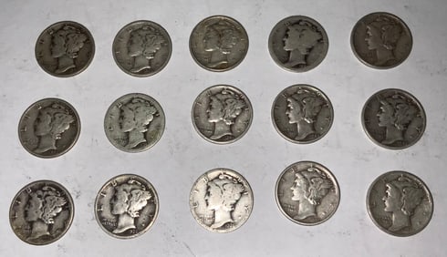 Mercury Silver Dime Lot (15) #2