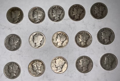 Mercury Silver Dime Lot (15) #3