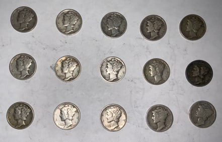 Mercury Silver Dime Lot (15) #4