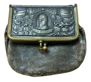 Early 1900s Post Assassination President McKinley Leather Coin Change Purse